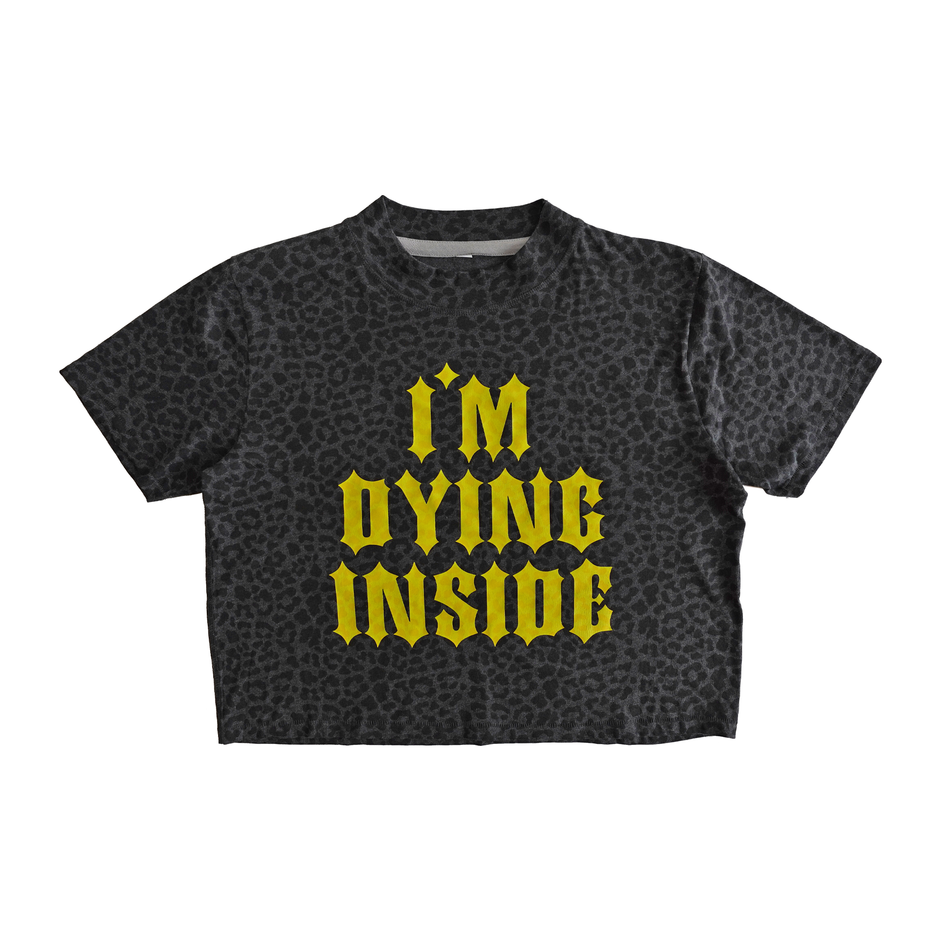 I'M DYING INSIDE - CROP TOP - BLACK LEOPARD