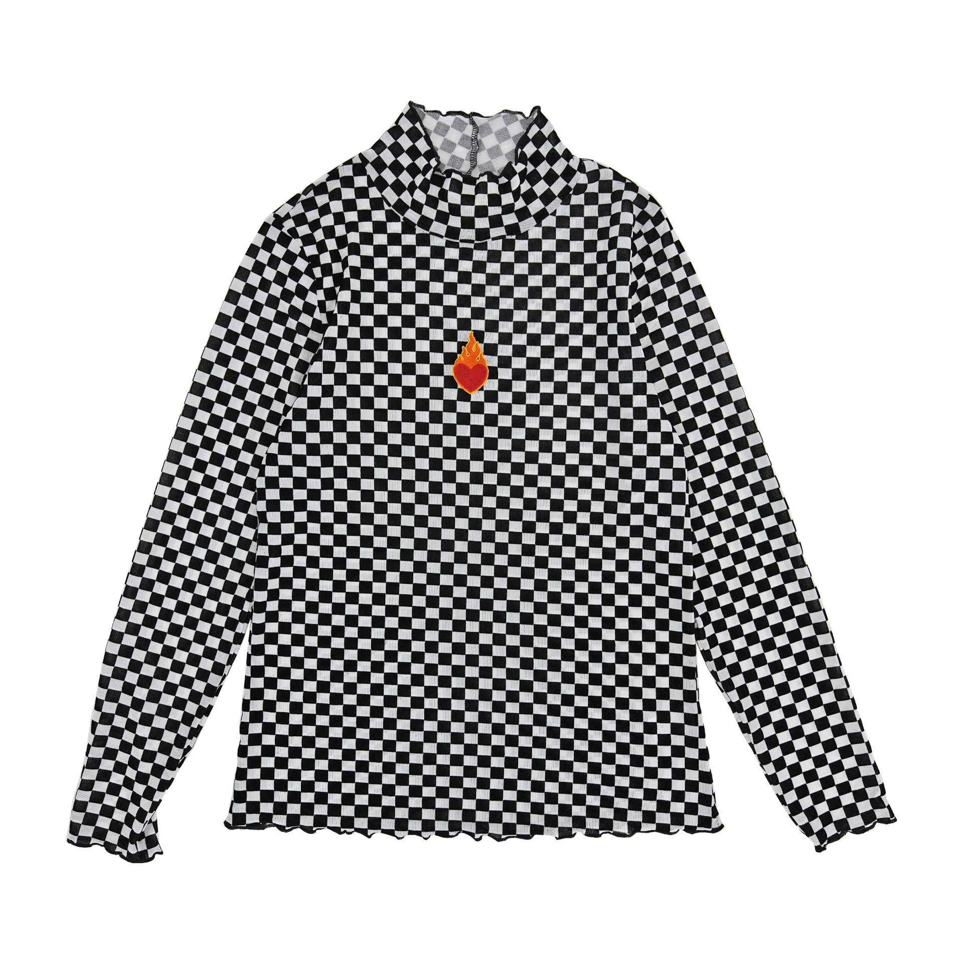 FIRE HEART - MESH CHECKER LONG SLEEVE TOP - LIMITED