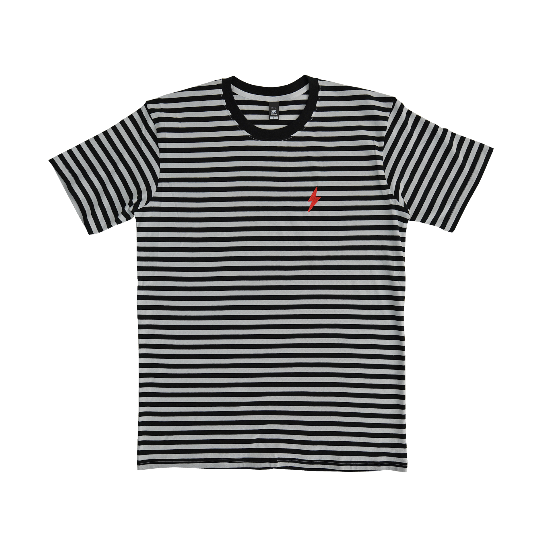 LIGHTNING BOLT BLACK AND WHITE STRIPE T-SHIRT